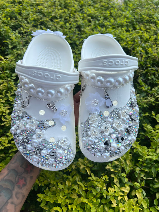 Wedding Theme Bedazzled Crocs